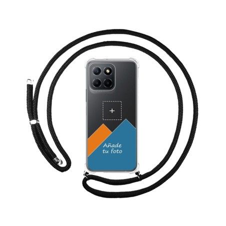 Personaliza tu Funda Colgante Transparente para Huawei Honor X8 5G con Cordon Negro Dibujo Personalizada