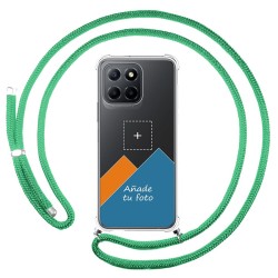 Personaliza tu Funda Colgante Transparente para Huawei Honor X8 5G con Cordon Verde Agua Dibujo Personalizada