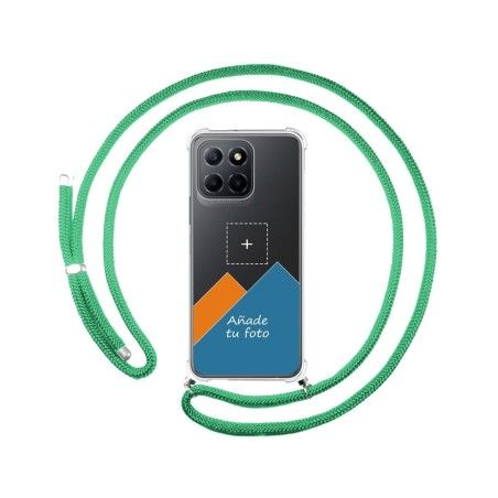Personaliza tu Funda Colgante Transparente para Huawei Honor X8 5G con Cordon Verde Agua Dibujo Personalizada