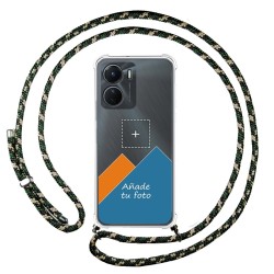 Personaliza tu Funda Colgante Transparente para Vivo Y16 con Cordon Verde / Dorado Dibujo Personalizada
