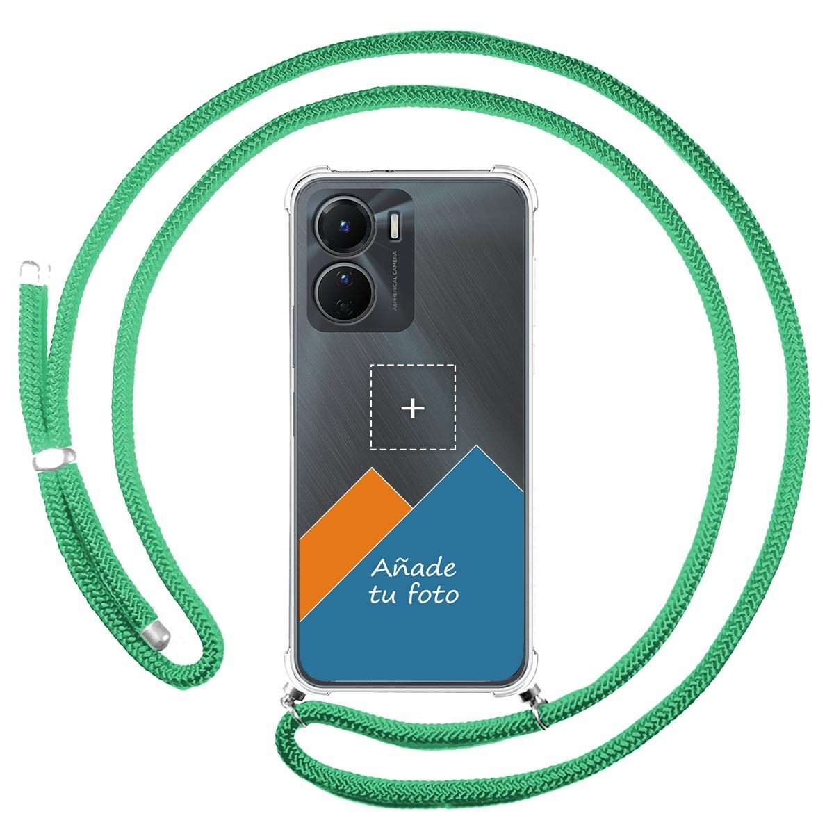 Personaliza tu Funda Colgante Transparente para Vivo Y16 con Cordon Verde Agua Dibujo Personalizada