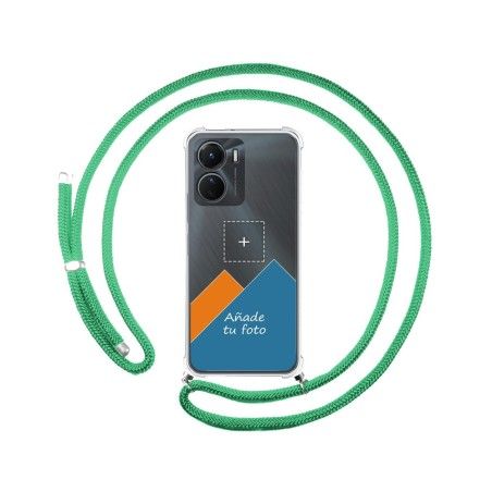 Personaliza tu Funda Colgante Transparente para Vivo Y16 con Cordon Verde Agua Dibujo Personalizada