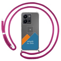 Personaliza tu Funda Colgante Transparente para Vivo Y35 con Cordon Rosa Fucsia Dibujo Personalizada