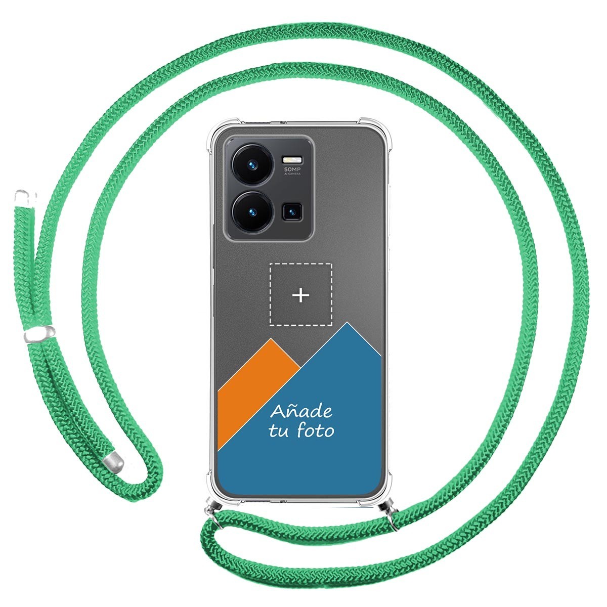 Personaliza tu Funda Colgante Transparente para Vivo Y35 con Cordon Verde Agua Dibujo Personalizada