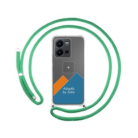 Personaliza tu Funda Colgante Transparente para Vivo Y35 con Cordon Verde Agua Dibujo Personalizada