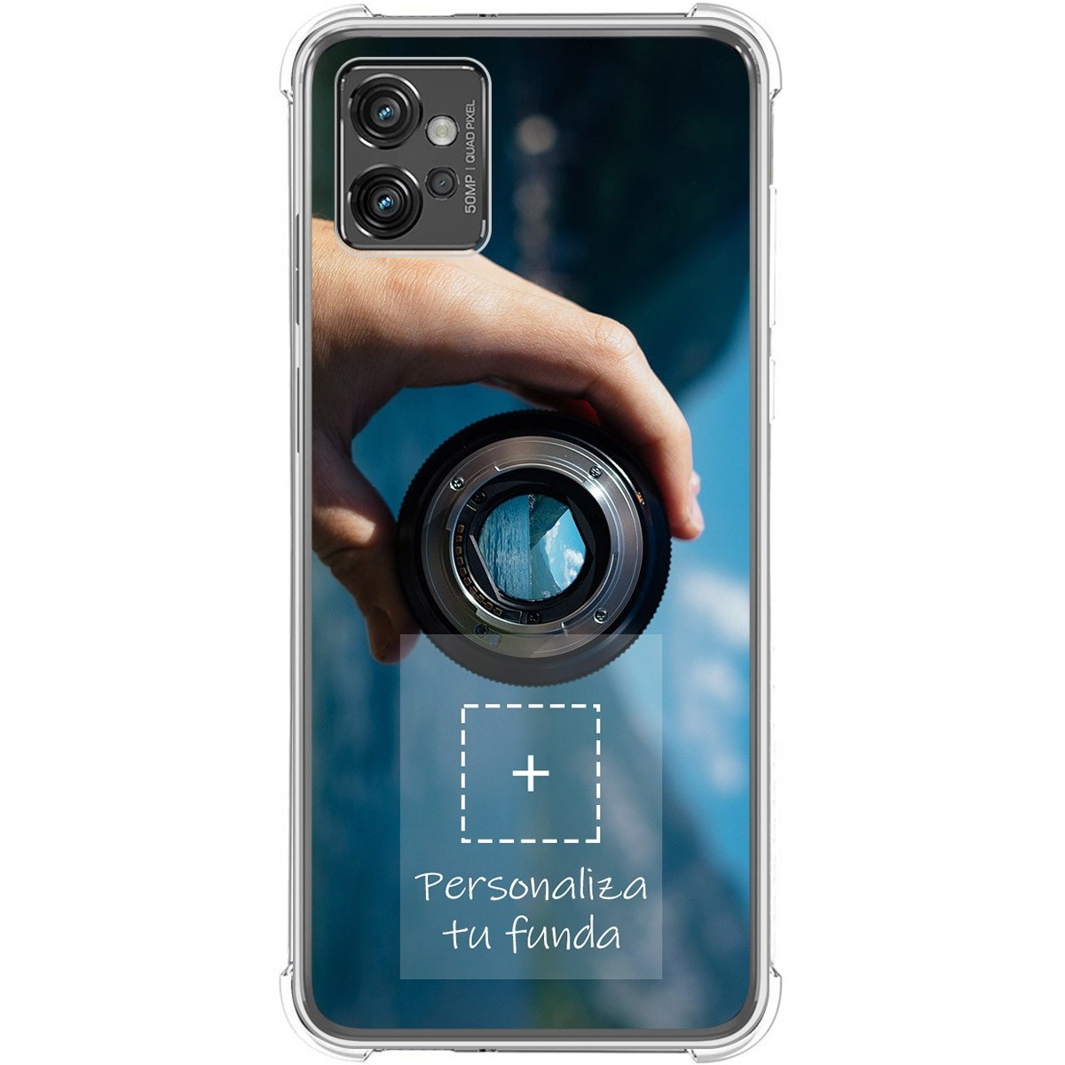 Personaliza tu Funda Silicona AntiGolpes Transparente con tu Fotografía para Motorola Moto G32 Dibujo Personalizada