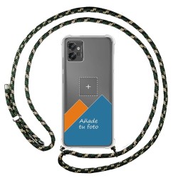 Personaliza tu Funda Colgante Transparente para Motorola Moto G32 con Cordon Verde / Dorado Dibujo Personalizada