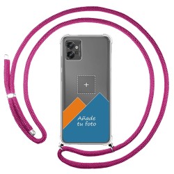 Personaliza tu Funda Colgante Transparente para Motorola Moto G32 con Cordon Rosa Fucsia Dibujo Personalizada