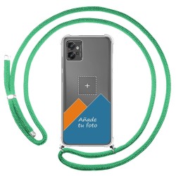 Personaliza tu Funda Colgante Transparente para Motorola Moto G32 con Cordon Verde Agua Dibujo Personalizada