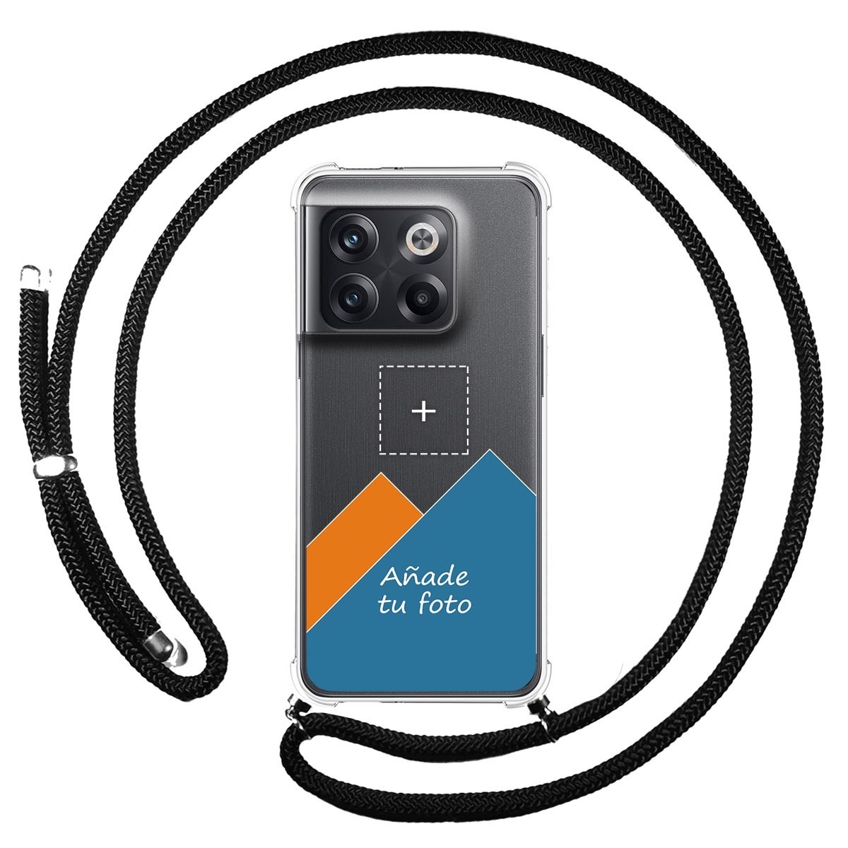 Personaliza tu Funda Colgante Transparente para Oneplus 10T 5G con Cordon Negro Dibujo Personalizada