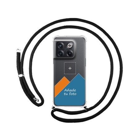 Personaliza tu Funda Colgante Transparente para Oneplus 10T 5G con Cordon Negro Dibujo Personalizada