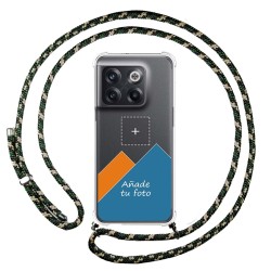 Personaliza tu Funda Colgante Transparente para Oneplus 10T 5G con Cordon Verde / Dorado Dibujo Personalizada