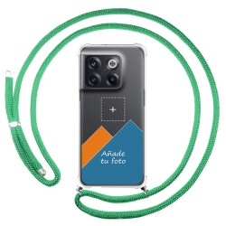 Personaliza tu Funda Colgante Transparente para Oneplus 10T 5G con Cordon Verde Agua Dibujo Personalizada