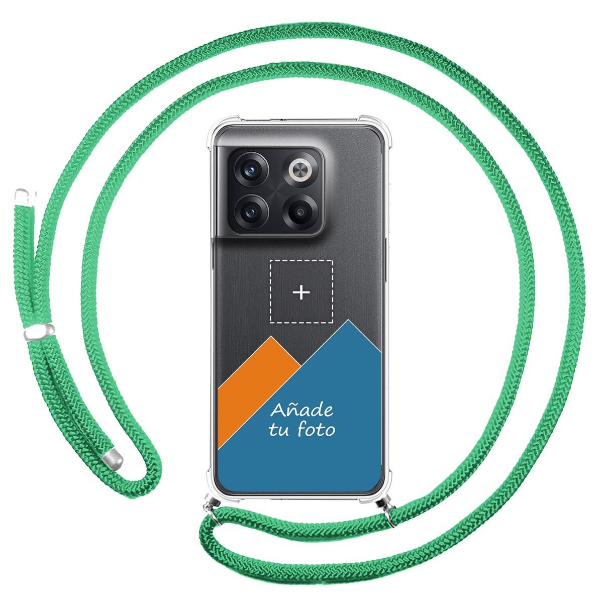 Personaliza tu Funda Colgante Transparente para Oneplus 10T 5G con Cordon Verde Agua Dibujo Personalizada