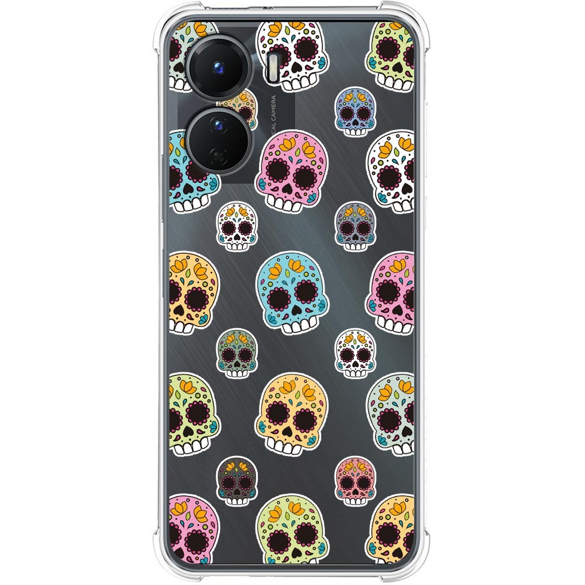 Funda Silicona Antigolpes para Vivo Y16 diseño Catrina Dibujos