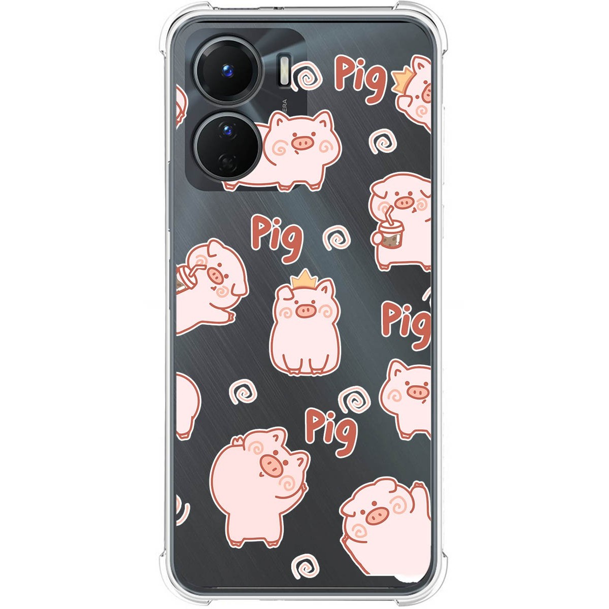 Funda Silicona Antigolpes para Vivo Y16 diseño Cerdos Dibujos