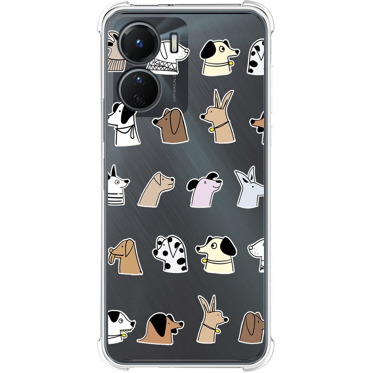 Funda Silicona Antigolpes para Vivo Y16 diseño Perros Dibujos