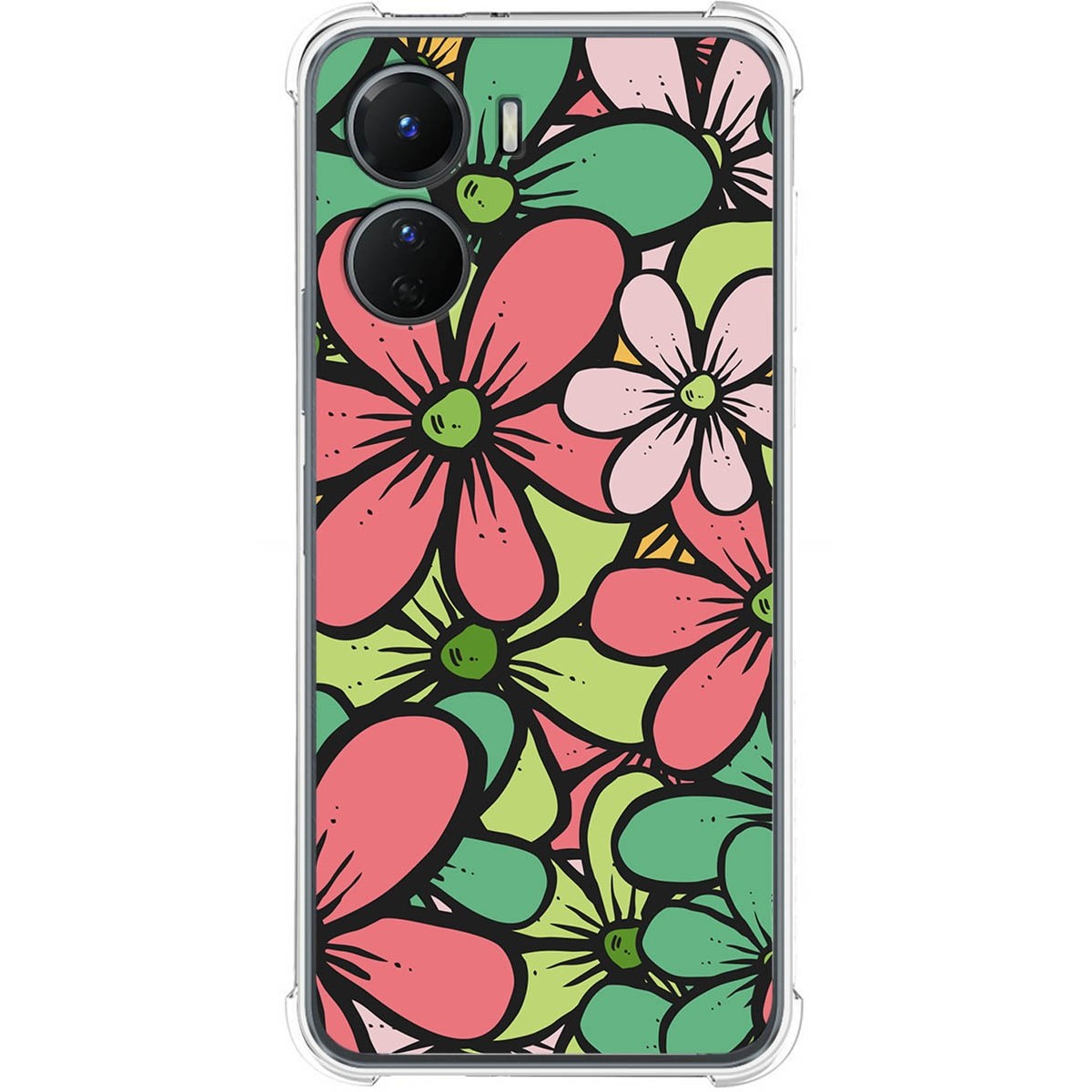 Funda Silicona Antigolpes para Vivo Y16 diseño Flores 02 Dibujos