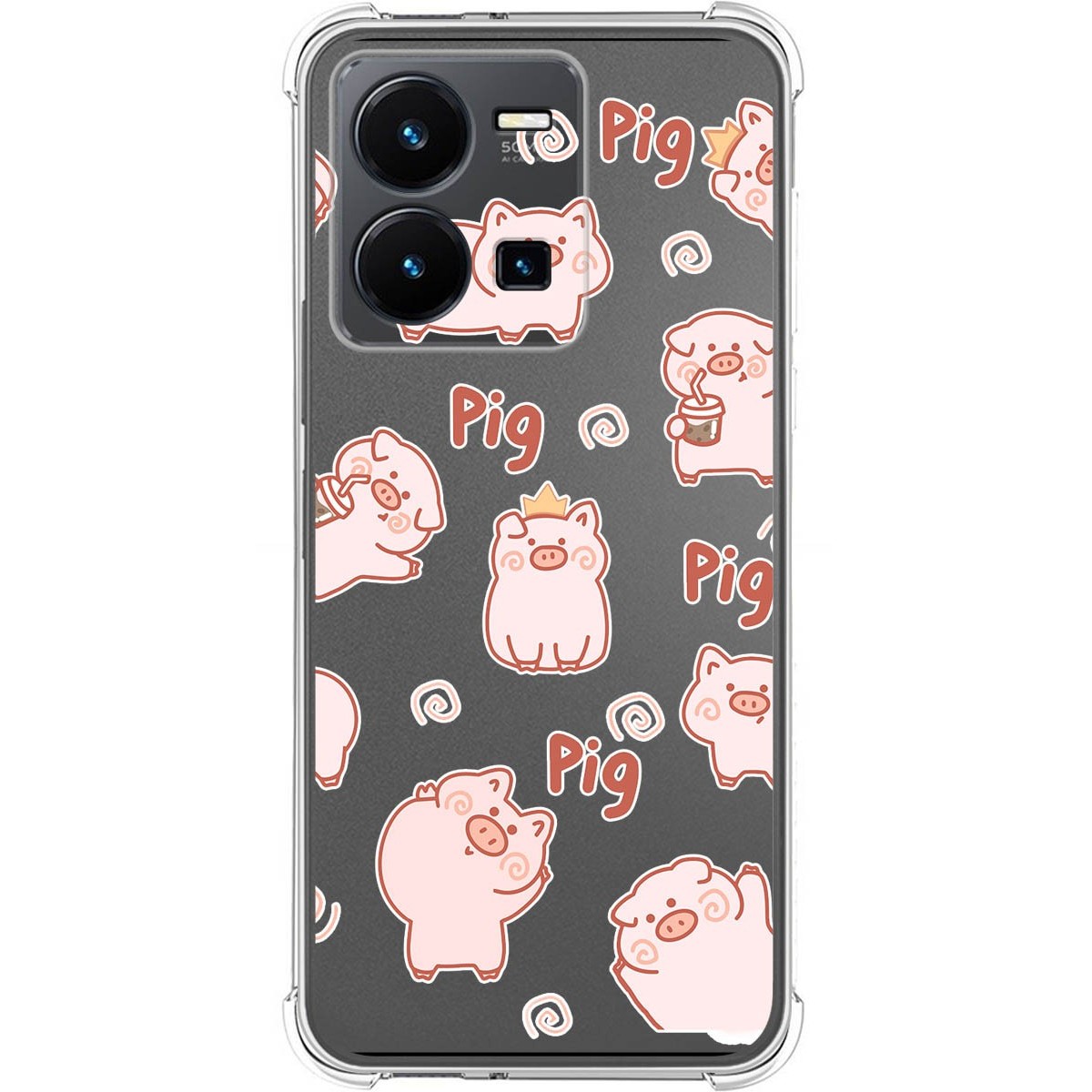 Funda Silicona Antigolpes para Vivo Y35 diseño Cerdos Dibujos