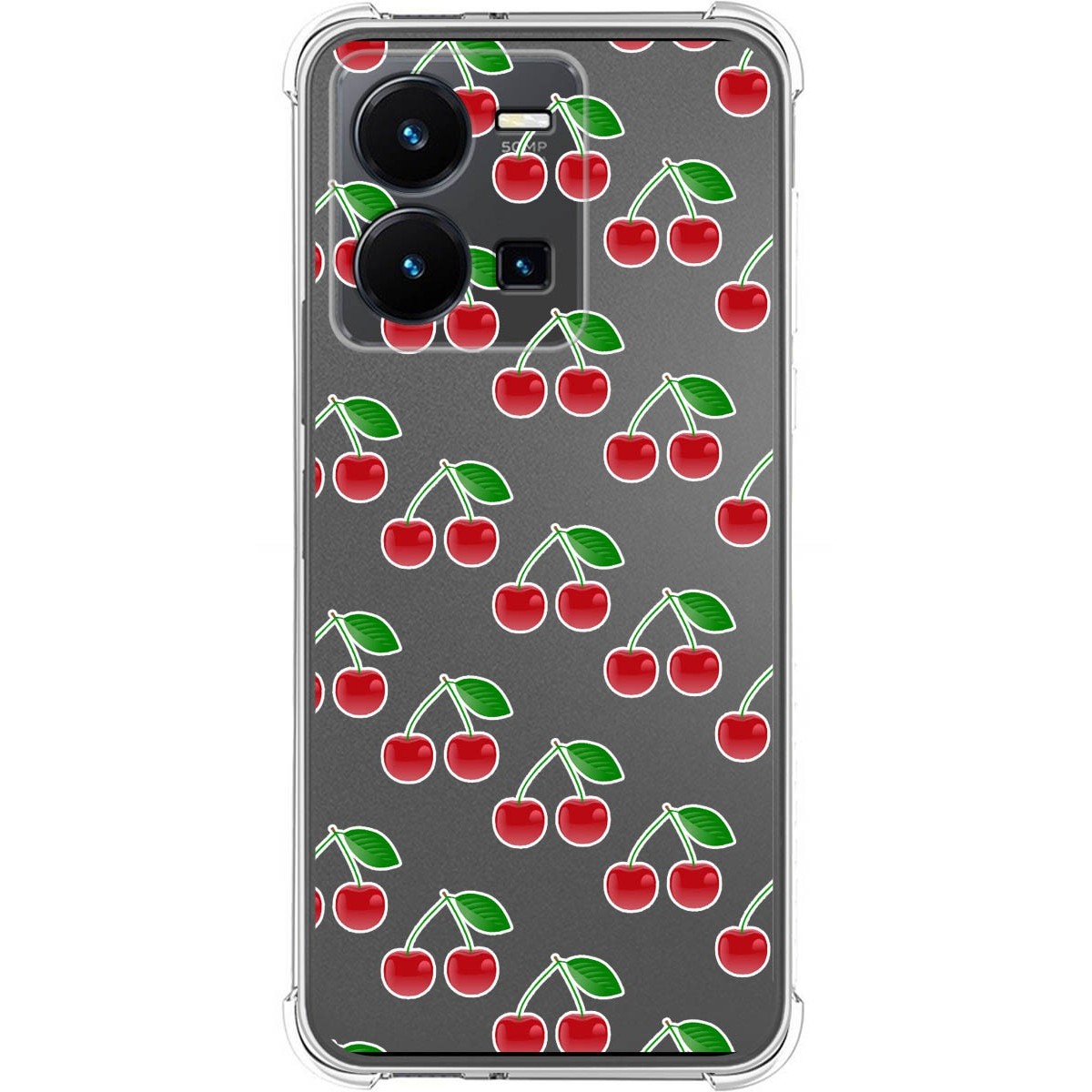 Funda Silicona Antigolpes para Vivo Y35 diseño Cerezas Dibujos