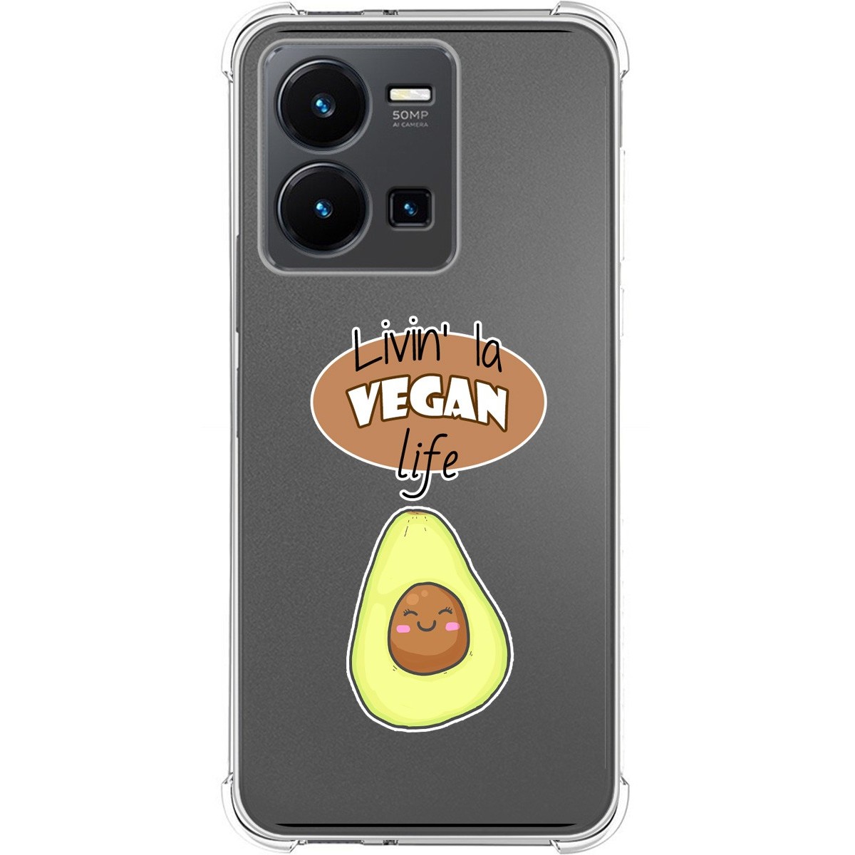 Funda Silicona Antigolpes para Vivo Y35 diseño Vegan Life Dibujos