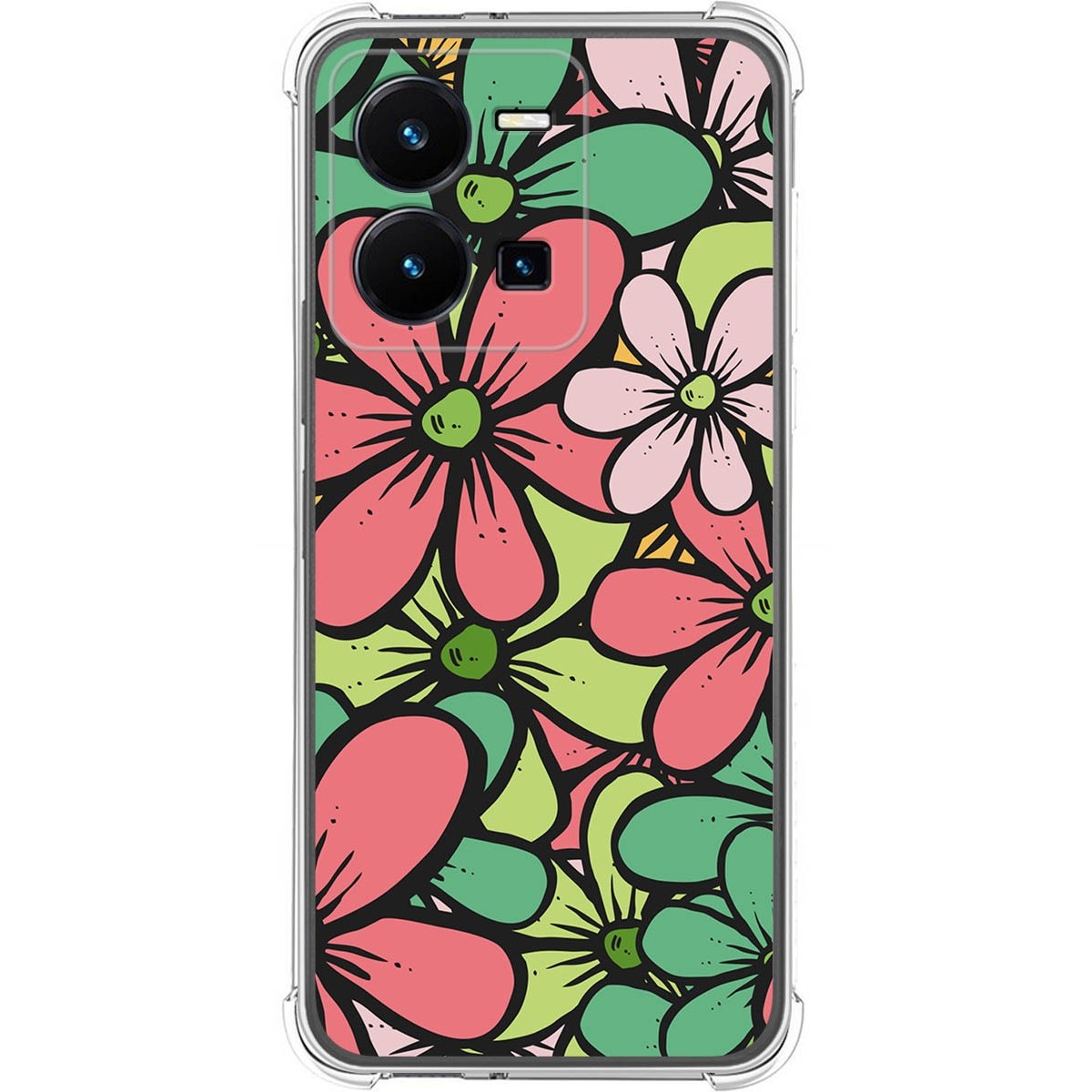 Funda Silicona Antigolpes para Vivo Y35 diseño Flores 02 Dibujos
