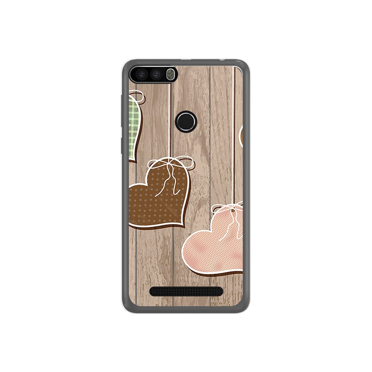 Funda Gel Tpu para Leagoo Kiicaa Power Diseño Corazones Madera Dibujos