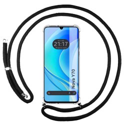 Funda Colgante Transparente para Huawei Nova Y70 con Cordon Negro