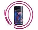 Funda Colgante Transparente para Motorola Moto Edge 30 5G con Cordon Rosa Fucsia