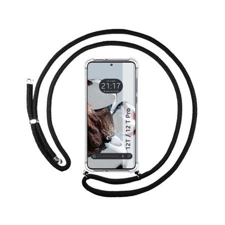 Funda Colgante Transparente para Xiaomi 12T / 12T Pro 5G con Cordon Negro