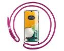 Funda Colgante Transparente para Samsung Galaxy A13 5G con Cordon Rosa Fucsia