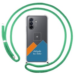 Personaliza tu Funda Colgante Transparente para Huawei Nova Y70 con Cordon Verde Agua Dibujo Personalizada