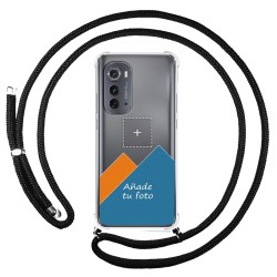 Personaliza tu Funda Colgante Transparente para Motorola Moto Edge 30 5G con Cordon Negro Dibujo Personalizada