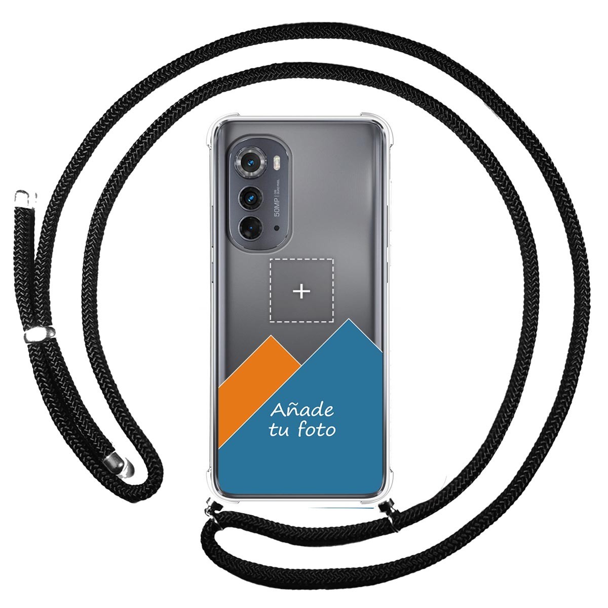 Personaliza tu Funda Colgante Transparente para Motorola Moto Edge 30 5G con Cordon Negro Dibujo Personalizada