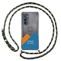 Personaliza tu Funda Colgante Transparente para Motorola Moto Edge 30 5G con Cordon Verde / Dorado Dibujo Personalizada