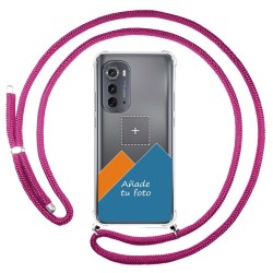 Personaliza tu Funda Colgante Transparente para Motorola Moto Edge 30 5G con Cordon Rosa Fucsia Dibujo Personalizada