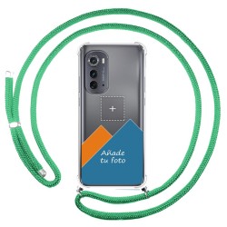 Personaliza tu Funda Colgante Transparente para Motorola Moto Edge 30 5G con Cordon Verde Agua Dibujo Personalizada