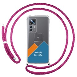 Personaliza tu Funda Colgante Transparente para Xiaomi 12T / 12T Pro 5G con Cordon Rosa Fucsia Dibujo Personalizada