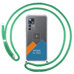 Personaliza tu Funda Colgante Transparente para Xiaomi 12T / 12T Pro 5G con Cordon Verde Agua Dibujo Personalizada