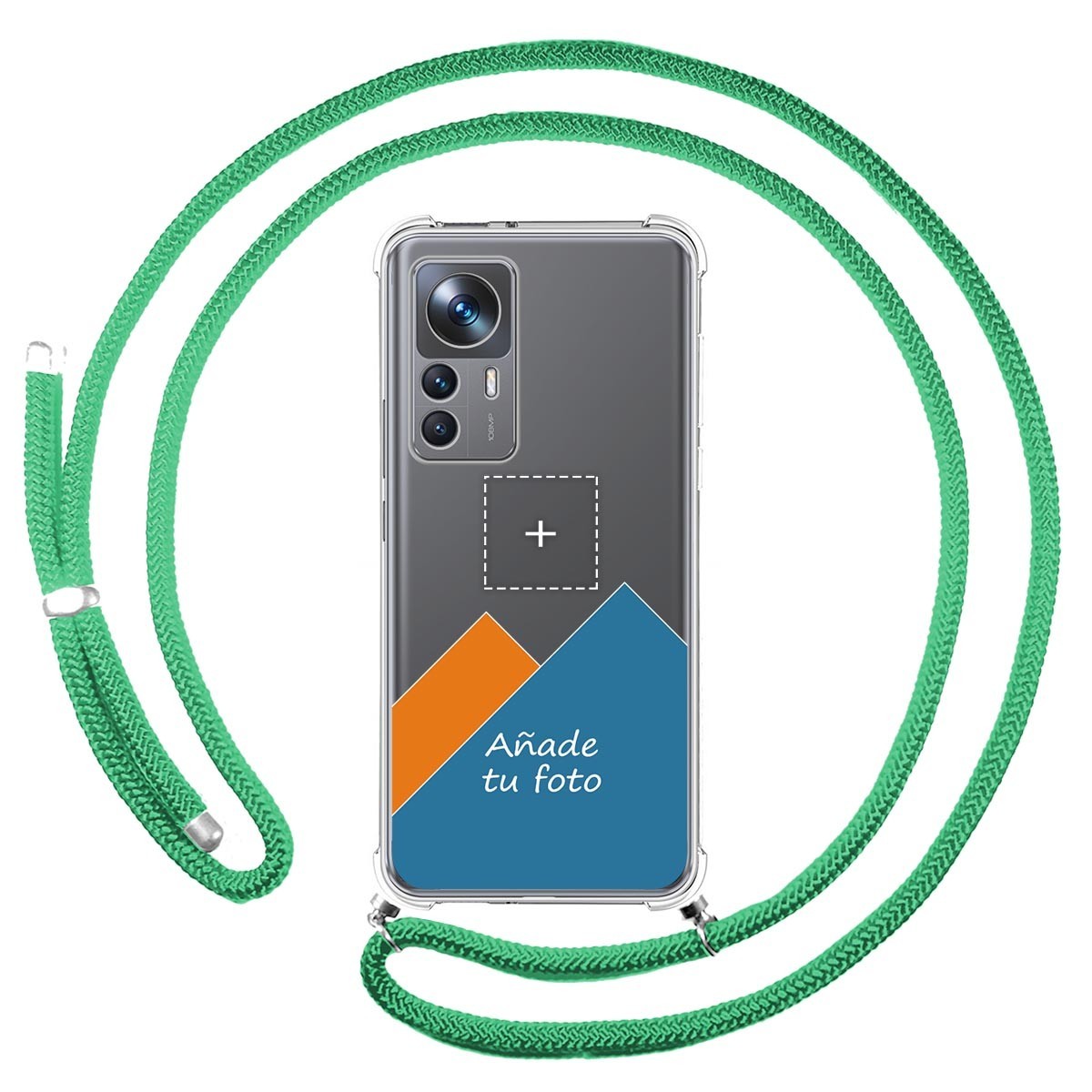 Personaliza tu Funda Colgante Transparente para Xiaomi 12T / 12T Pro 5G con Cordon Verde Agua Dibujo Personalizada