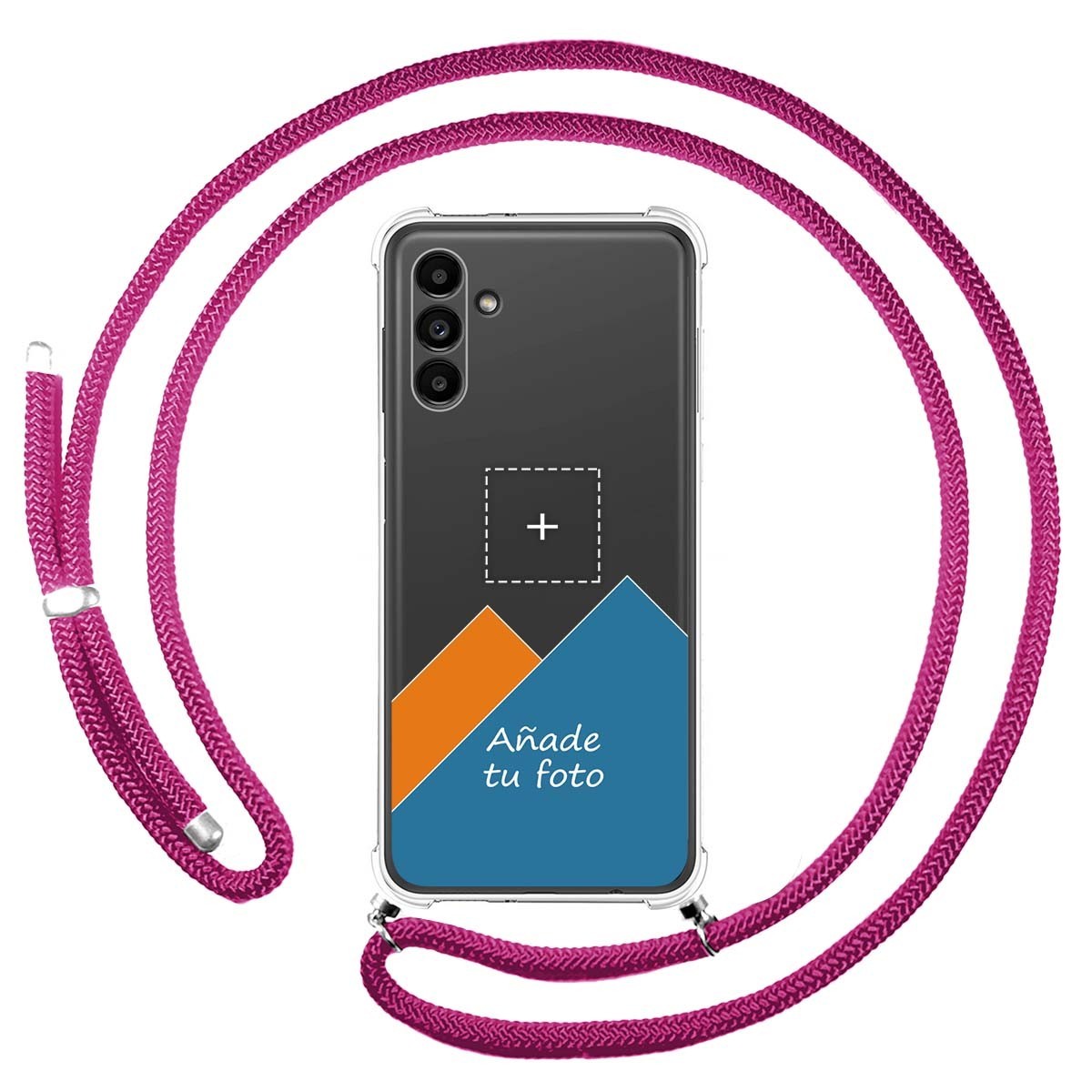 Personaliza tu Funda Colgante Transparente para Samsung Galaxy A13 5G con Cordon Rosa Fucsia Dibujo Personalizada
