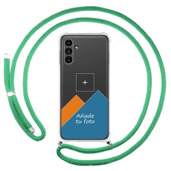 Personaliza tu Funda Colgante Transparente para Samsung Galaxy A13 5G con Cordon Verde Agua Dibujo Personalizada