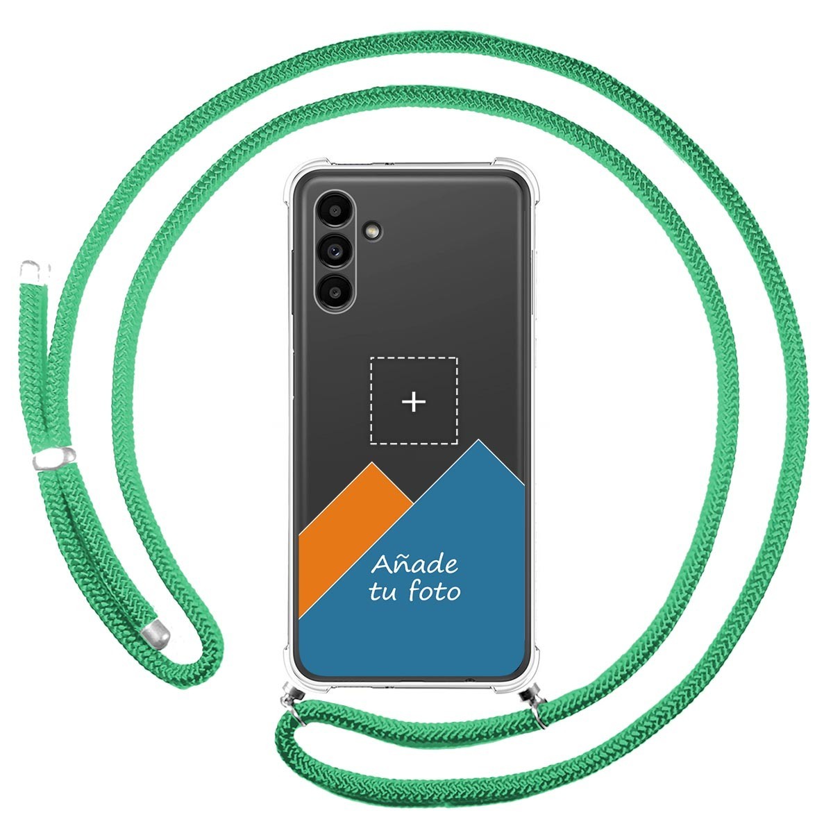 Personaliza tu Funda Colgante Transparente para Samsung Galaxy A13 5G con Cordon Verde Agua Dibujo Personalizada