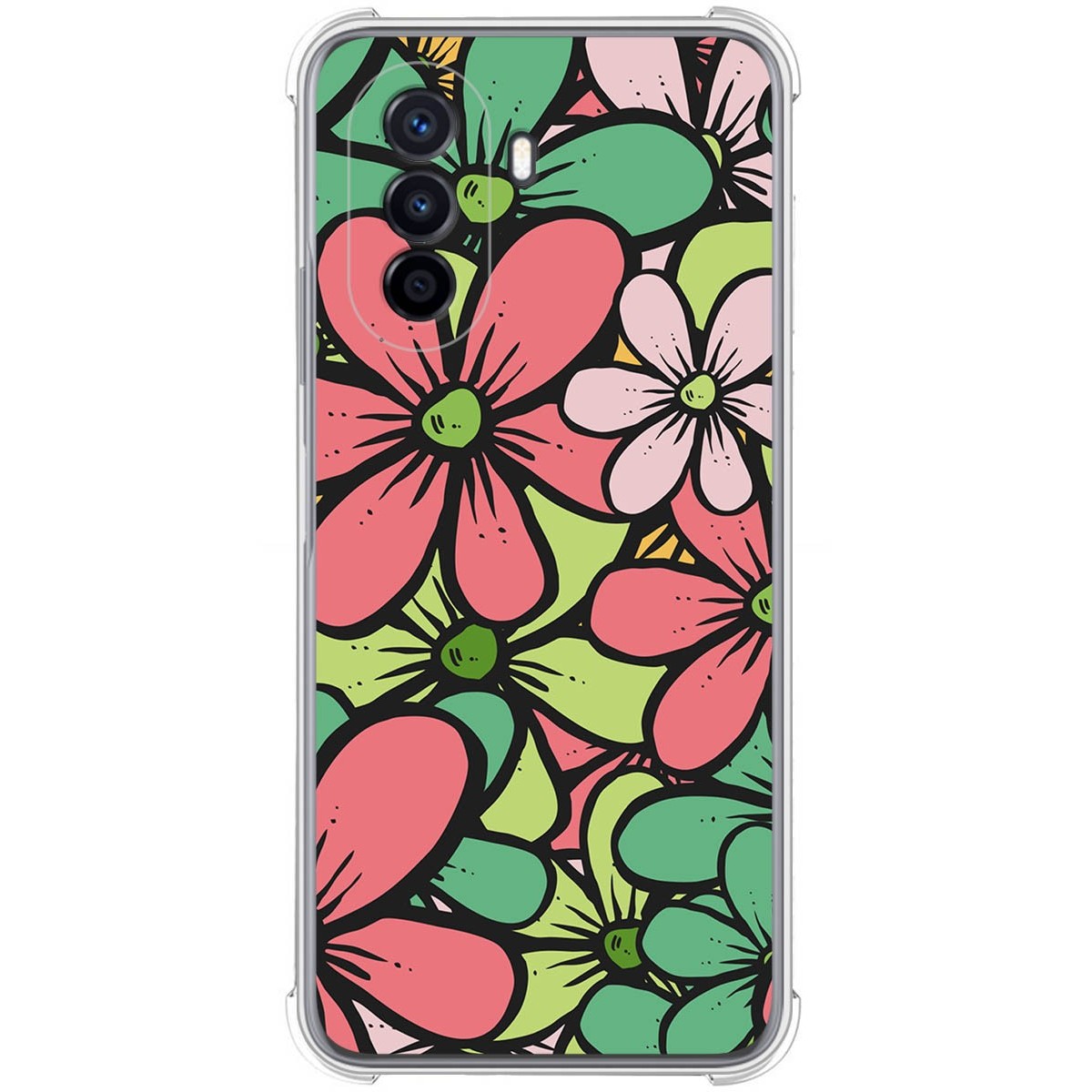 Funda Silicona Antigolpes para Huawei Nova Y70 diseño Flores 02 Dibujos