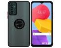 Funda Mate con Borde Negro y Anillo Giratorio 360 para Samsung Galaxy M13 4G