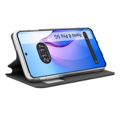 Funda Libro Soporte con Ventana para Oppo Reno 8 Pro 5G color Negra 2