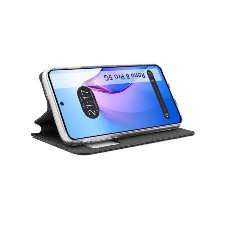 Funda Libro Soporte con Ventana para Oppo Reno 8 Pro 5G color Negra