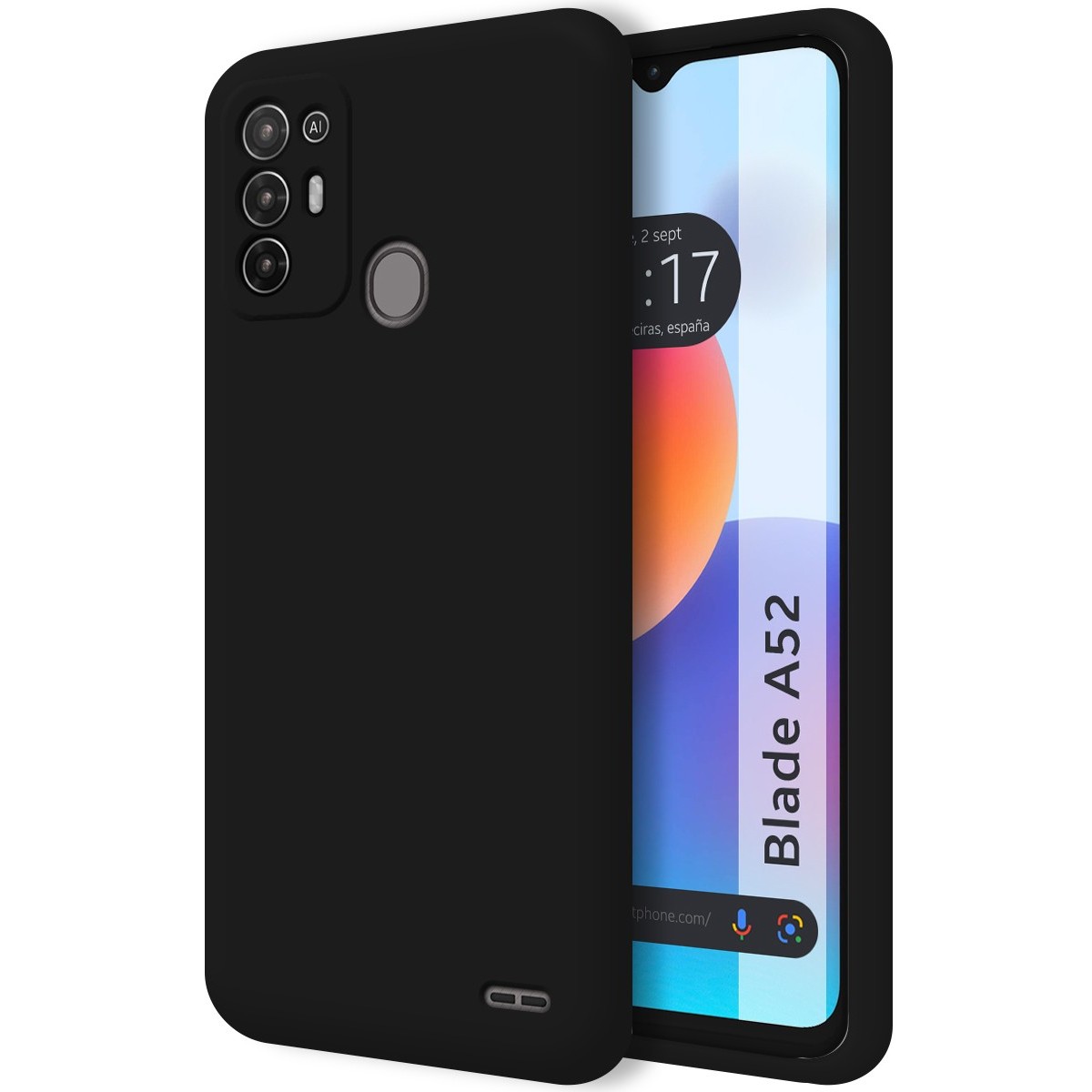 Funda Silicona Líquida Ultra Suave para ZTE Blade A52 color Negra