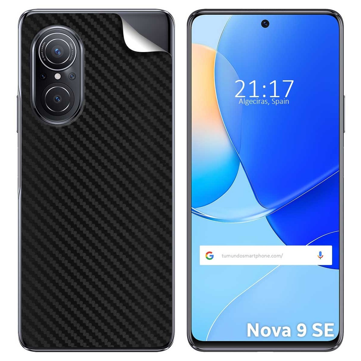 Pegatina Vinilo Autoadhesiva Textura Carbono para Huawei Nova 9 SE