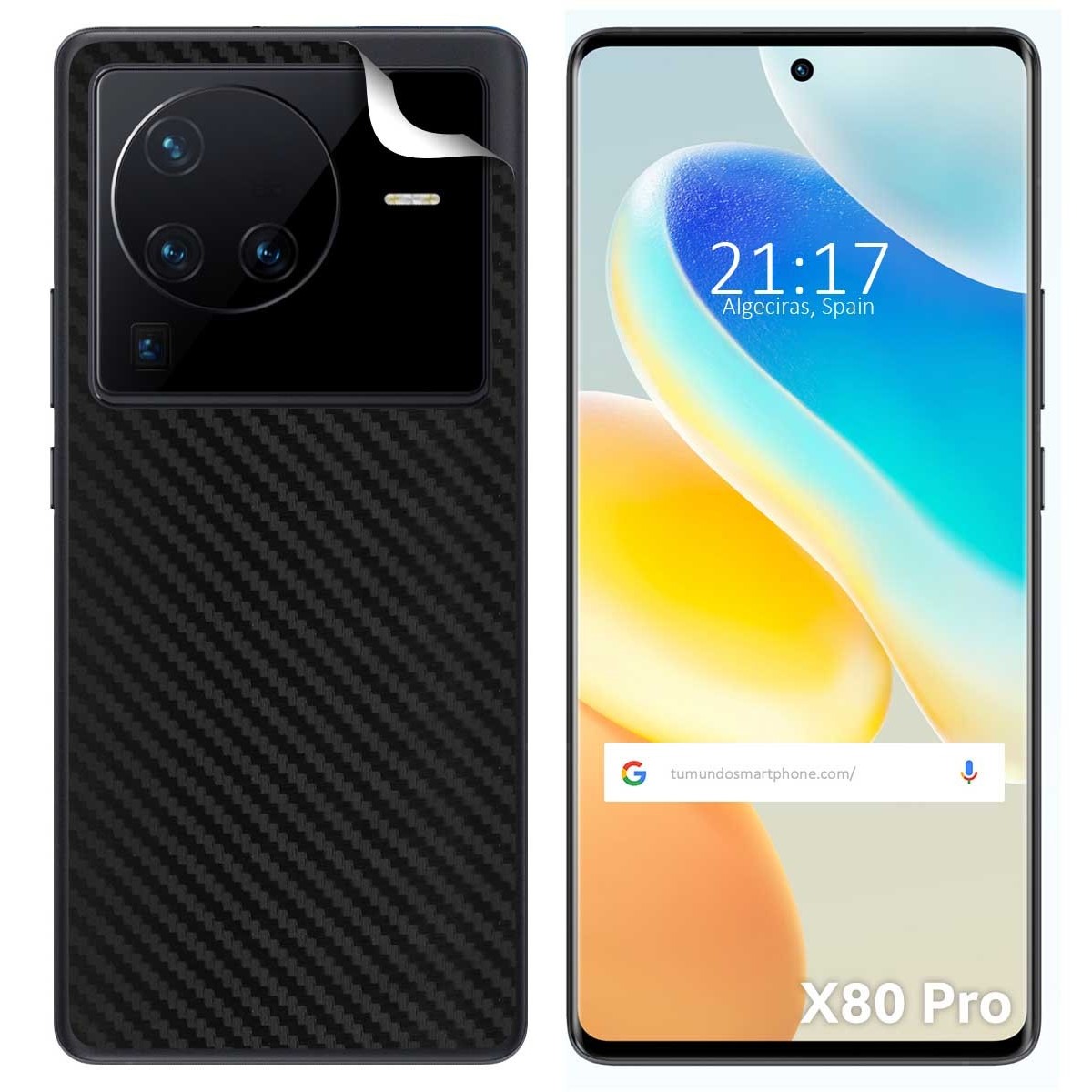 Pegatina Vinilo Autoadhesiva Textura Carbono para Vivo X80 Pro 5G